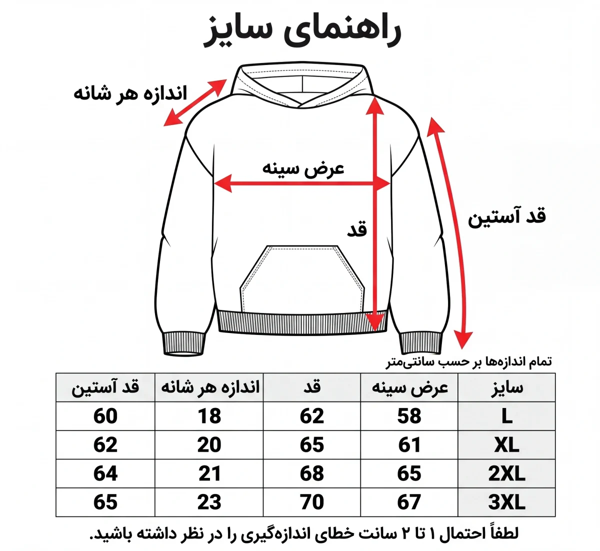 راهنمای سایز