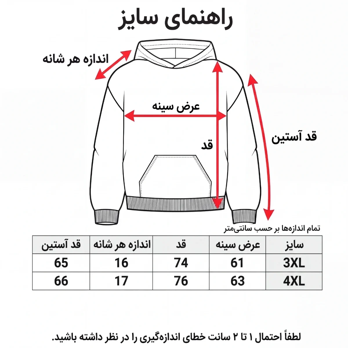 راهنمای سایز